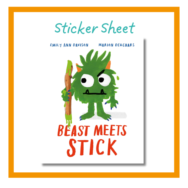 beast meets stick sticker sheet on a white background with orange details