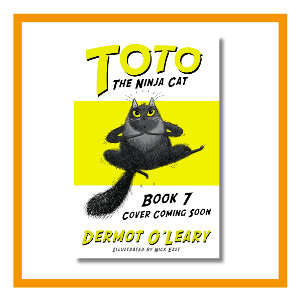 Toto the ninja car and the football fiasco holding cover on a white background with orange details