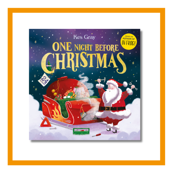 one night before christmas book cover on a white background with orange details