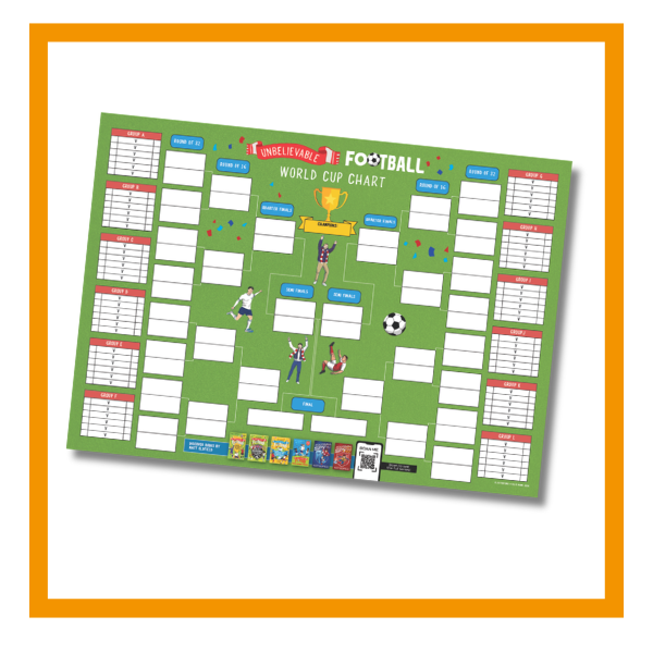 Unbelievable Football Activity Sheet on white background with orange details